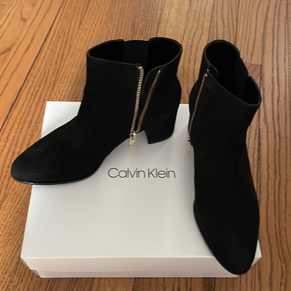 Calvin Klein Velvet black booties- size 6.5